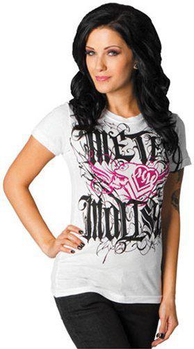 Msr womens metal mulisha shimmy t-shirt white l/large