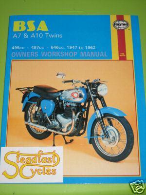 Bsa a7 and a10 twins haynes workshop manual 47-1962 new