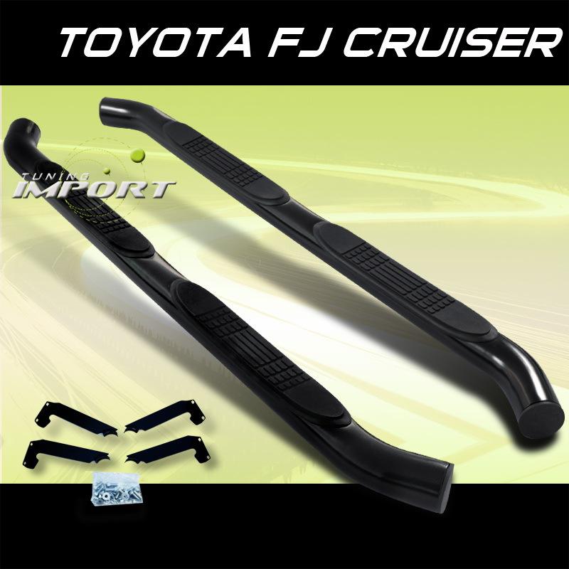 Toyota 2007-2010 fj cruiser black side step nerf bar running board rail pair set