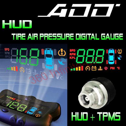 Add hud speed head up display + wireless tire pressure system + add on sensor