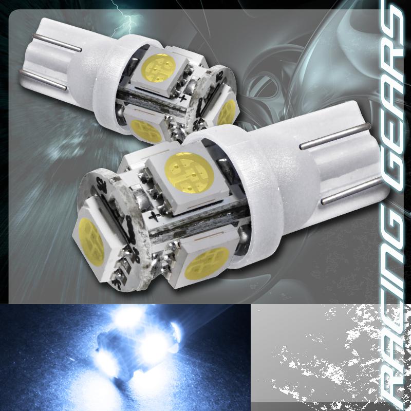 2x white smd 5 led 12v t10 wedge light bulb interior side marker / license plate