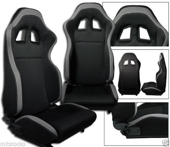 2 black & gray cloth racing seats reclinable + sliders volkswagen new **