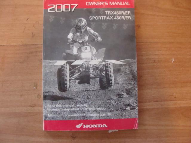 Honda trx 450r 450er 08 owners manual