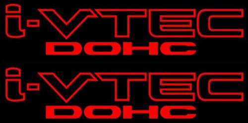 (2) i-vtec dohc *red* decals stickers set vtec civic jdm