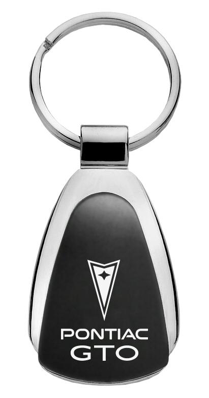 Pontiac gto black tear drop metal key chain ring tag key fob logo lanyard