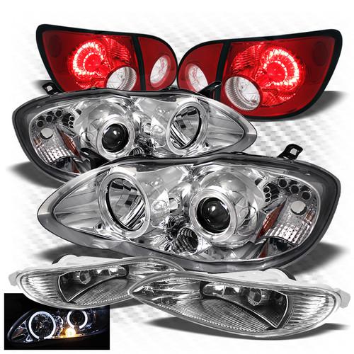 05-08 corolla projector headlights + r/c led perform tail lights + fog lights