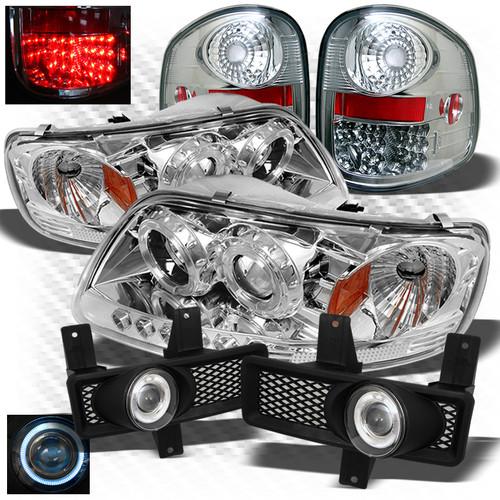 97-98 f150 flareside 1pc pro headlights + led tail lights + projector fog lights