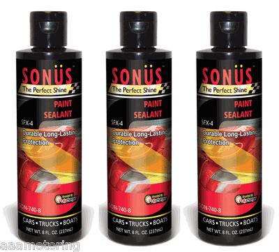 Qty of 3 - sonus sfx-4 paint sealant with polycharger 8 oz. "by hand or buffer"