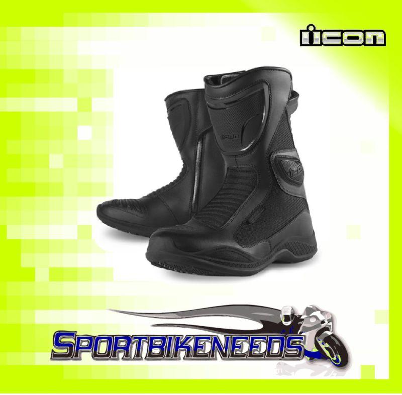 Icon reign waterproof boots black street size 11.5 us