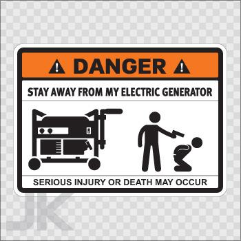 Decal sticker sign warning danger stay away electric generator 0500 z36a3