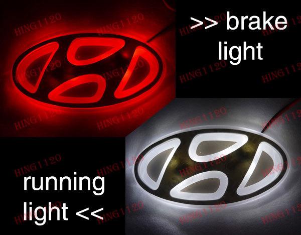 Hyundai elantra sonata (white&red) led light truck logo emblem tail car badge