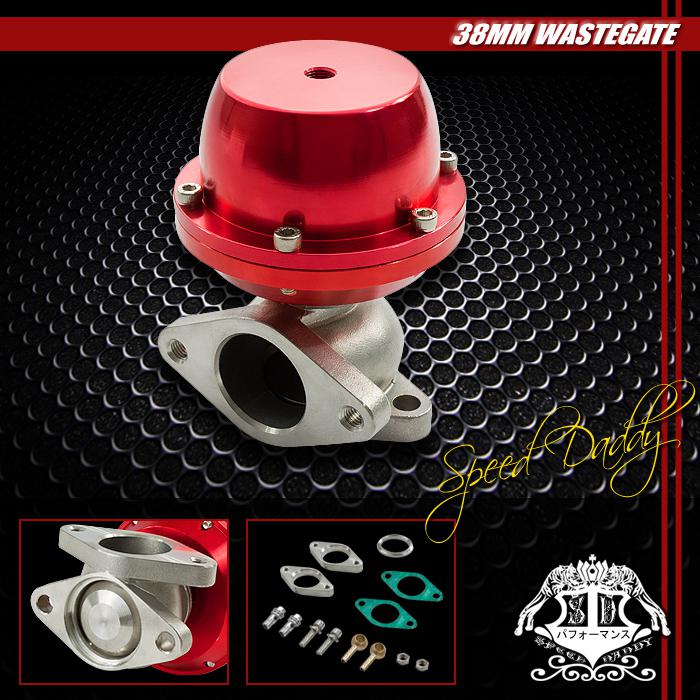 Type-2 external 38mm turbo manifold wastegate wg bypass exhaust+spring psi red