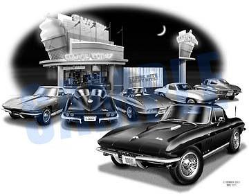 Corvette 1966 coupe c2 auto art car print    ** free usa shipping **