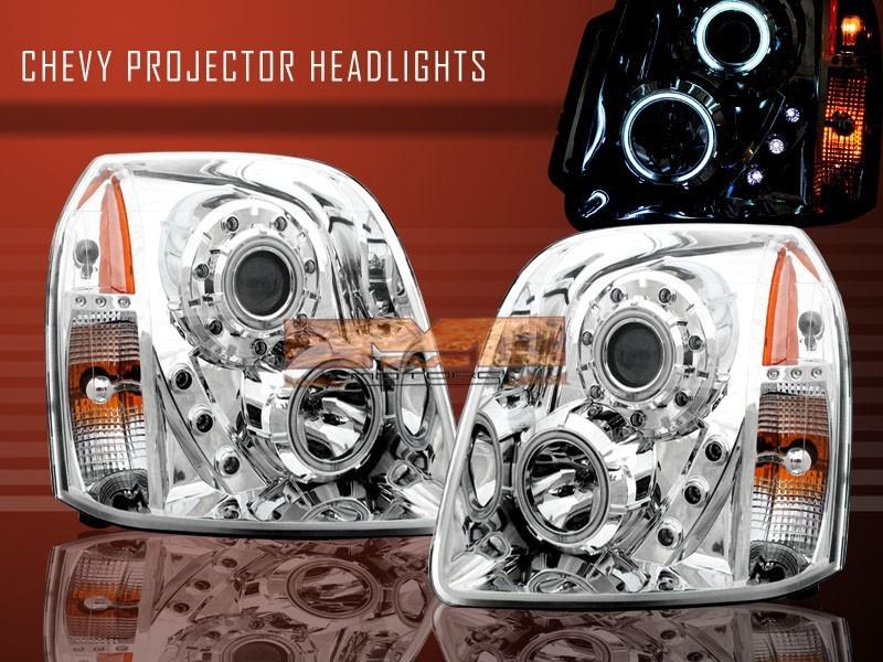 07-10 gmc yukon denali ccfl twin halo led projector headlights chrome