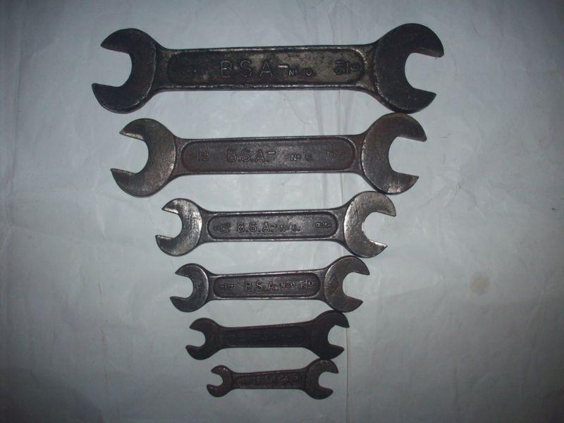 Six vintage bsa spanners for british tool kit 