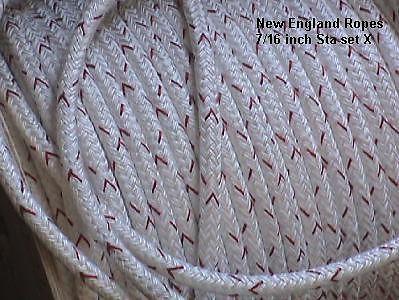  7/16" x 124 ft sta-set x rope, white new england ropes stasetx for halyard 