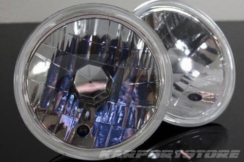 2x 7" round h6024 chrome crystal diamond universal headlight conversion housings