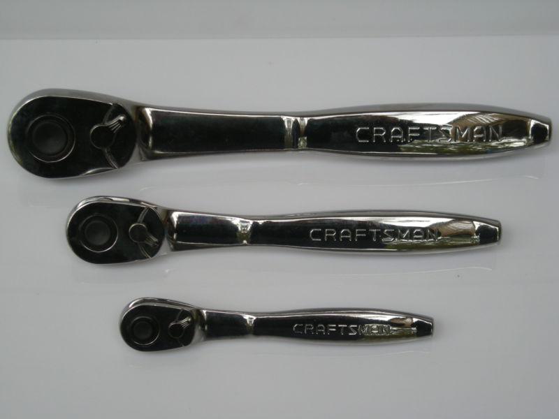 New craftsman 3pc 3 piece thin profile ratchet set 1/4", 3/8", 1/2" drive 