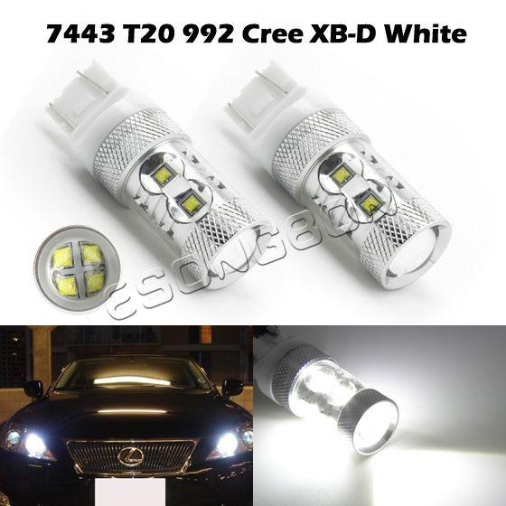 Hid white cree xb-d for car backup reverse lights t20 7440 992 led bulbs 60w