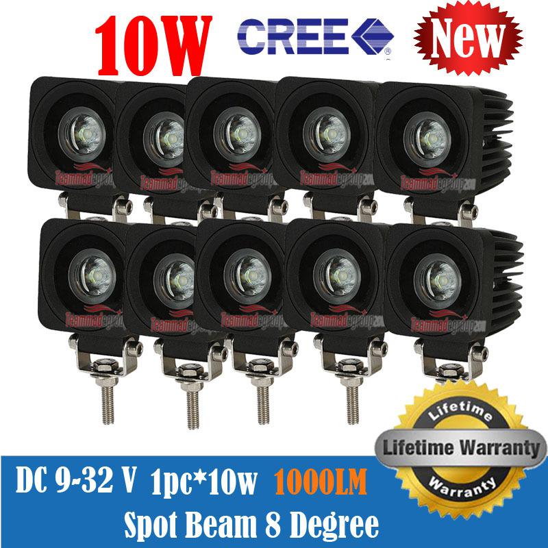 10x 10w cree led work light lamp driving fog 12v 24v car 4x4 motorcycle atv boat