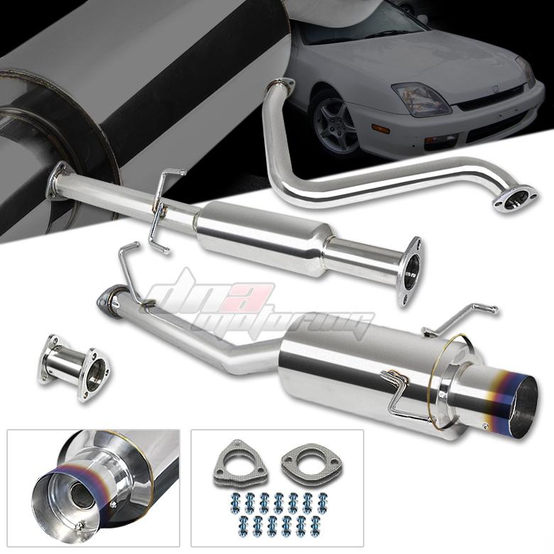 97-01 honda prelude bb6 h22 4" burnt tip catback exhaust system cat back muffler