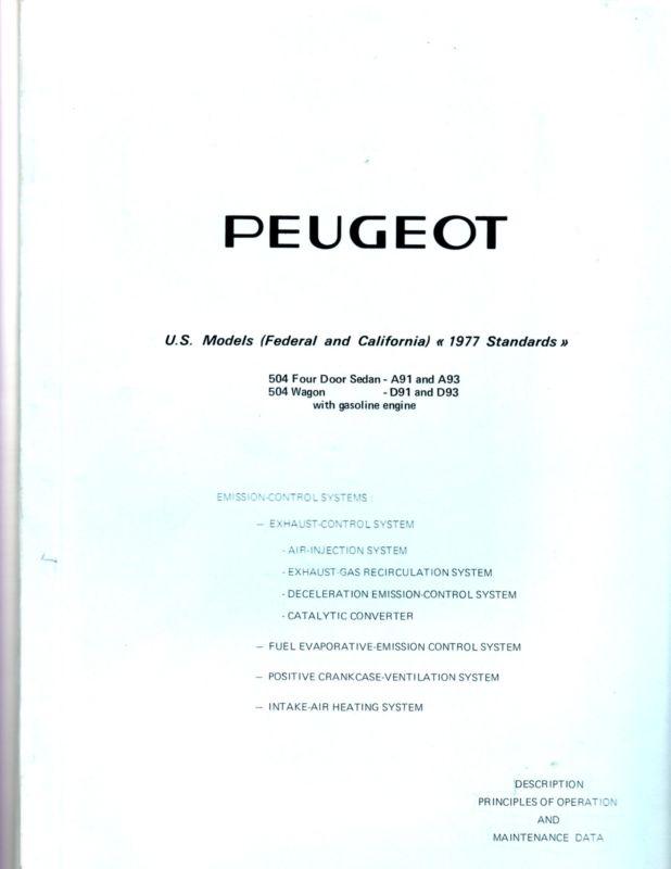 Vintage peugeot car manual 504 4 door sedan-a91-a93 504 wagon d91-d93 