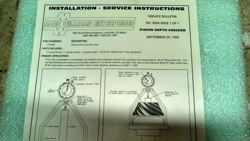 Pinion depth setting tool for ford 9"