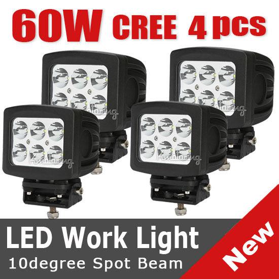 4pcs 60w spot 10 degree cree led work light bar car boat jeep atv lamp cab 4x4