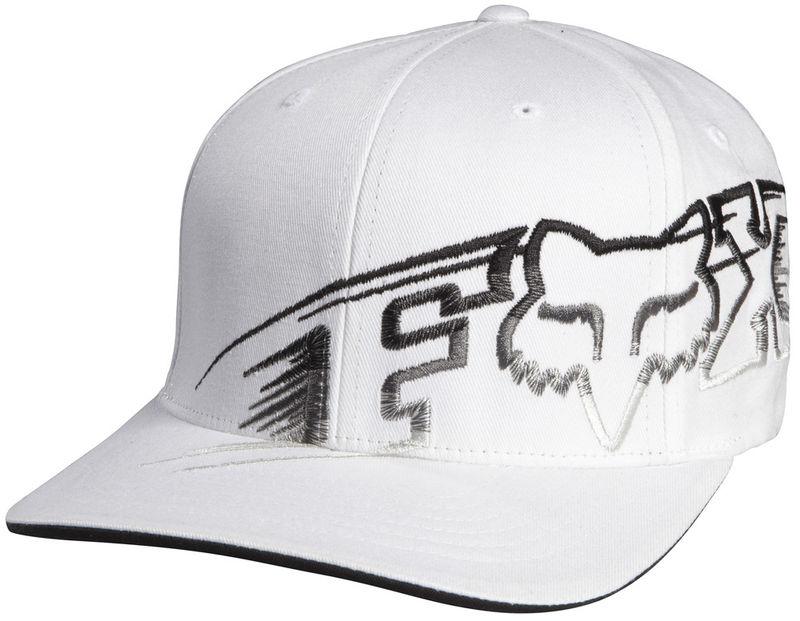 Fox night hive white fitted flexfit medium profile hat cap hats mx 2014 black