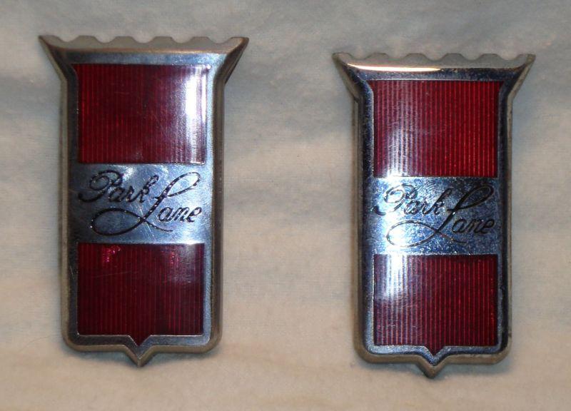 1964-1966 mercury park lane fender emblems - c4my-16098-a1 - beautiful condition