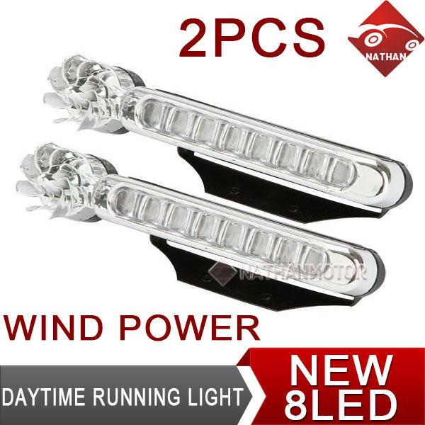 2x 8led wind power daytime running driving day light fog lamp bulb drl  white