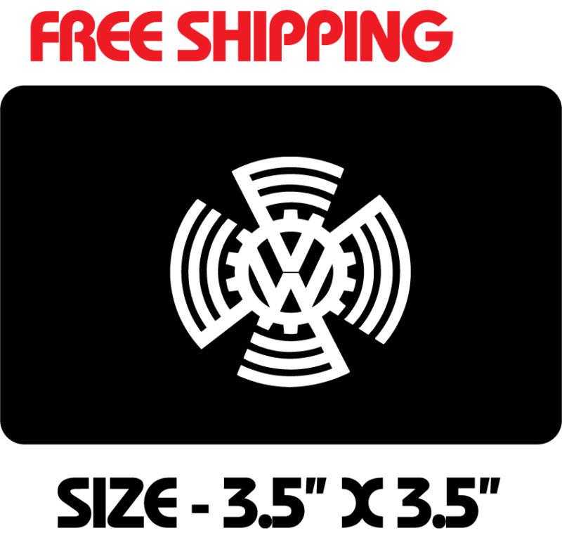 1- spinner vw vinyl decal sticker 3.5" x 3.5" white gti eos cc touareg jetta