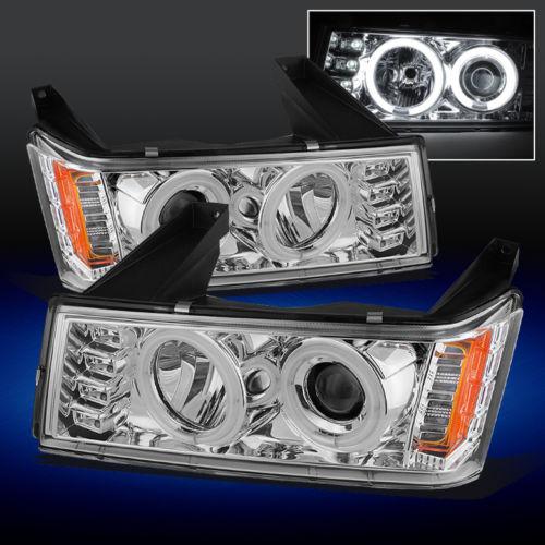 04-12 colorado canyon pickup chrome dual ccfl halo projector led headlights pair