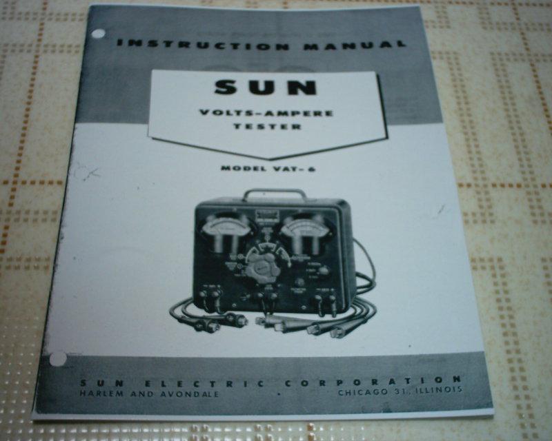 Sun service station tester machine (vat-6 model) operators manual-new!!