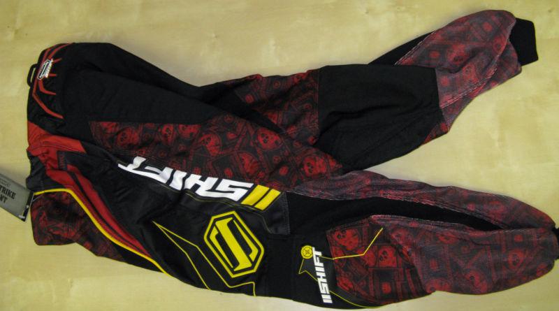 Shift kids strike motocross / bmx / atv pants  honda red  - 24" waist size 8/9