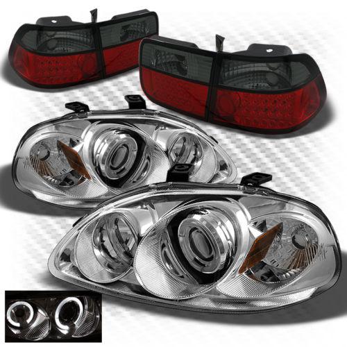 96-98 civic 2dr halo projector headlights + r/s philips-led perform tail lights