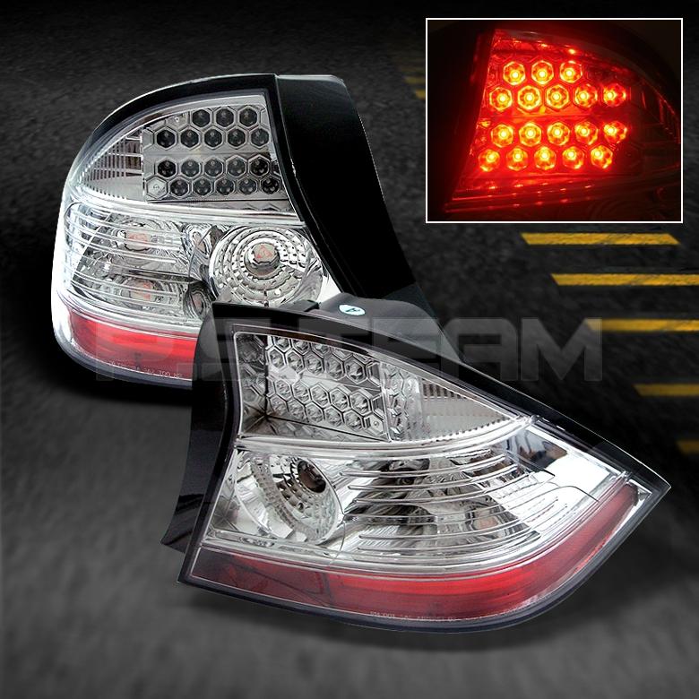 04-05 honda civic 2dr coupe chrome clear led tail brake lights lamps left+right