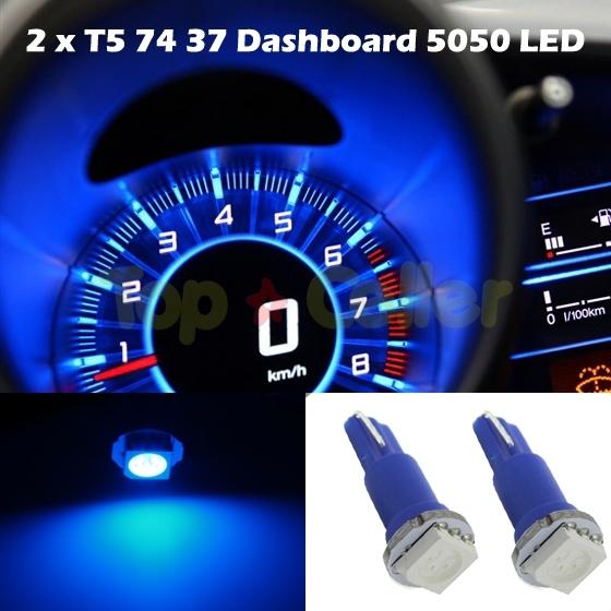 2x bright blue t5 smd led bulbs for dashboard gauge cluster 37 73 74