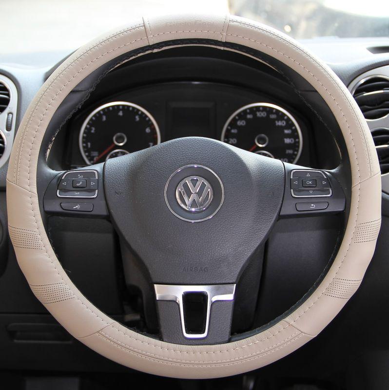 Beige pvc leather steering wheel cover audi a4 integra rsx tsx 14"-15" non-slip