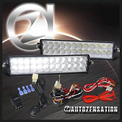 2pc 14"x3.5" 24-led 12v 72w off road flood beam 4x4 work fog light bar+switch