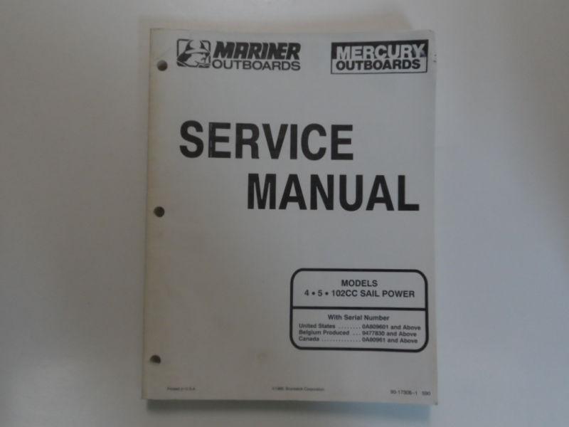 1990 mercury mariner outboards 4 5 102cc sail power service manual water damaged