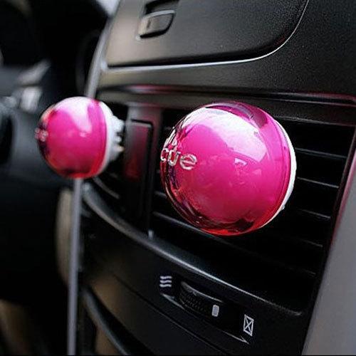 Cute "cue"  double ball style car solid balm air freshener perfume bottle pink