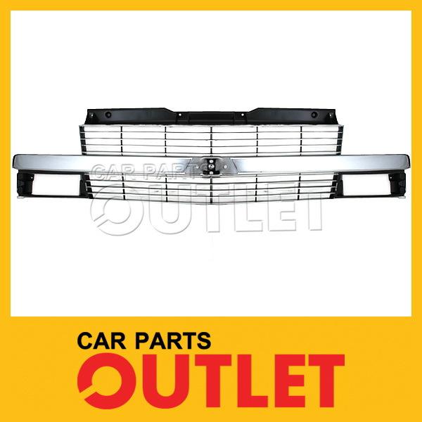 1995-2005 astro front chrome/silver/drk argent grille van w/composite quad hlamp