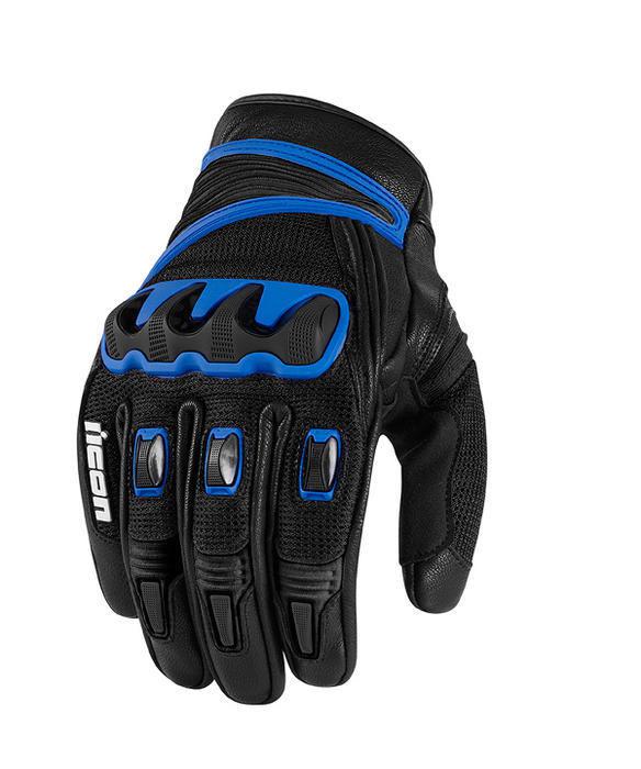 Icon compound mesh short motorcycle gloves blue 2xl/xx-large