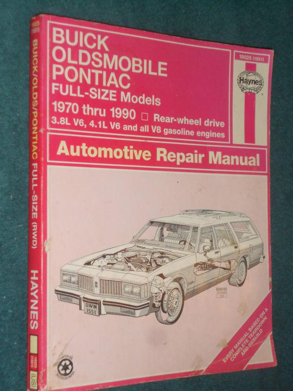 1970-1990 olds / buick / pontiac full-size shop manual / haynes service book 71+