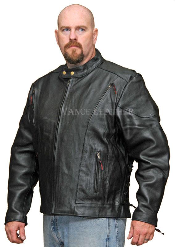 Vance vented leather jacket - black  ( mens - 60 )