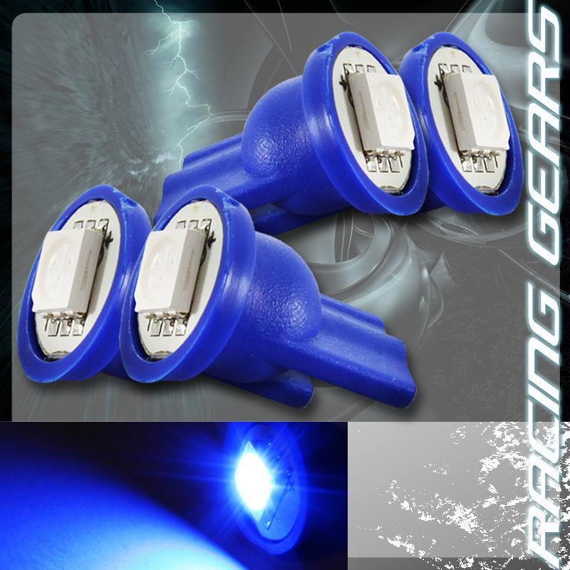 4x blue smd led t10 wedge interior instrument panel gauge replacement light bulb