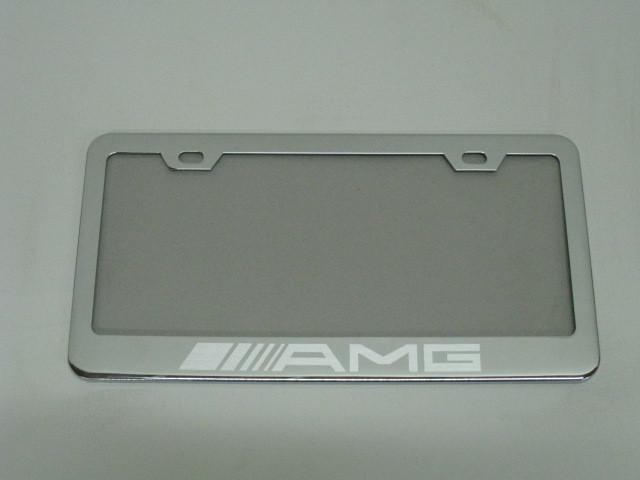 *amg* mercedes-benz c/e/cls/s/sl chrome metal license plate frame +screw caps