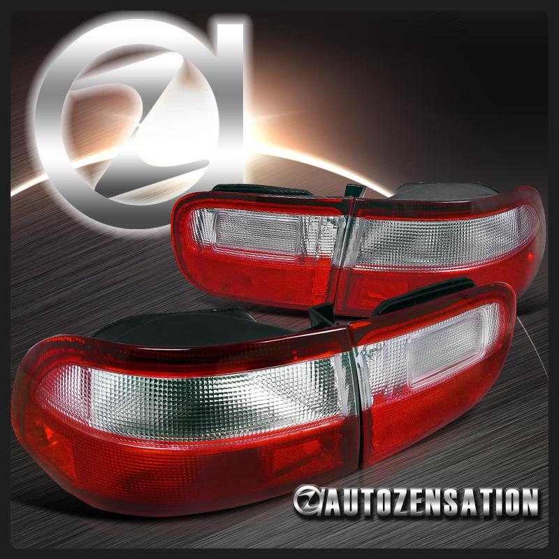 92-95 honda civic 2/4dr coupe sedan red/ clear tail lights rear brake lamp