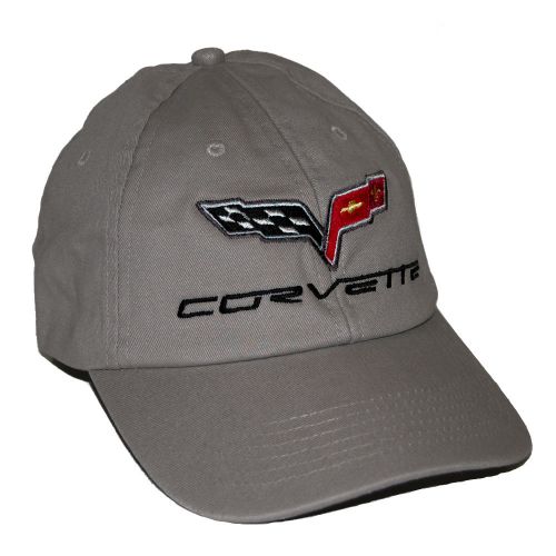 2005 - 2013 chevrolet corvette c6 cotton twill grey hat cap   ship in a box